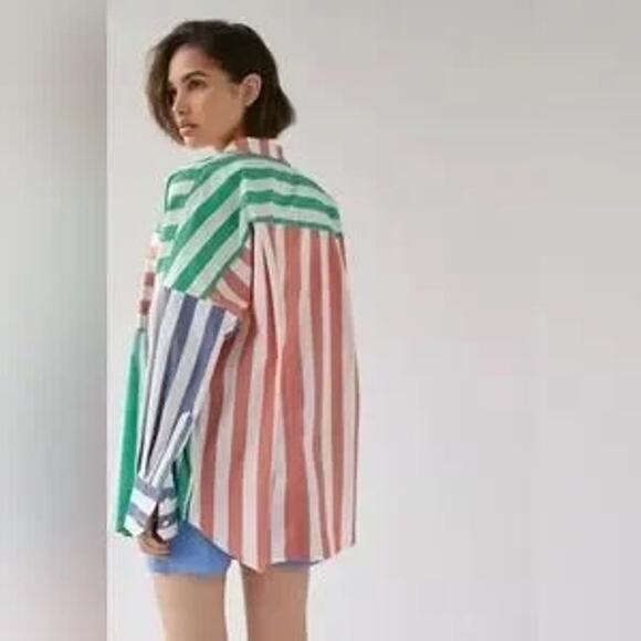 Urban Outfitters UO BDG Frankie‎ Spliced Button Down Shirt - Picture 3 of 10